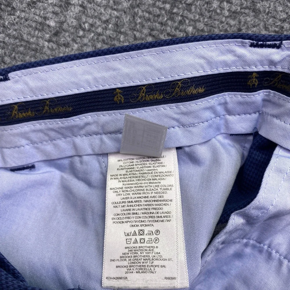 Brooks Brothers Clark Lightweight Advantage Chino Blue Textured Mens Pants Sz 34